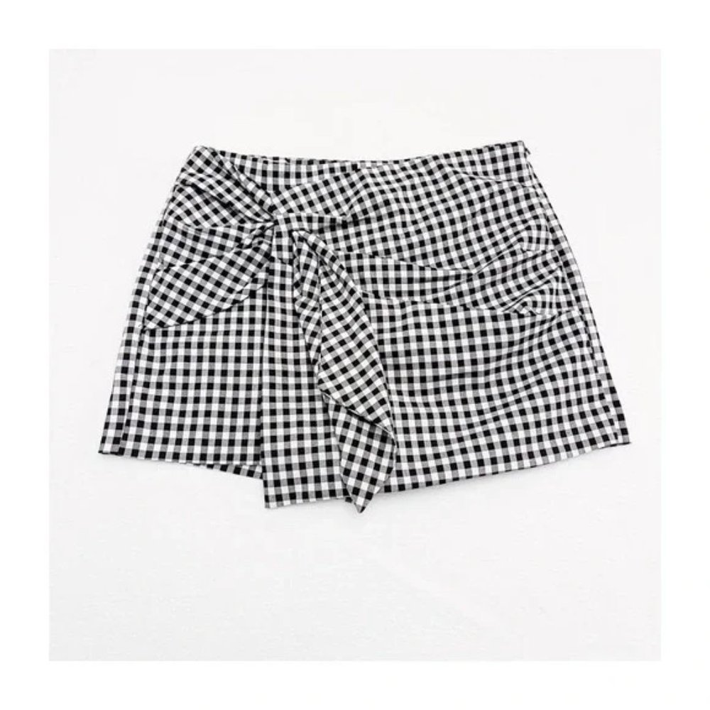 Zara Gingham Checkered Skort Black & White